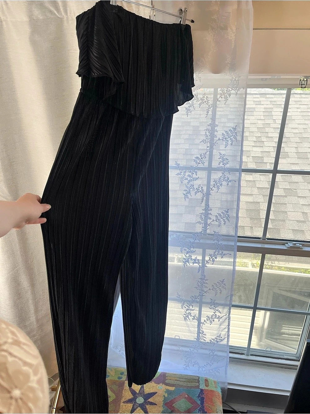 I JOAH Pleated Black Jumpsuit Size Medium Like New